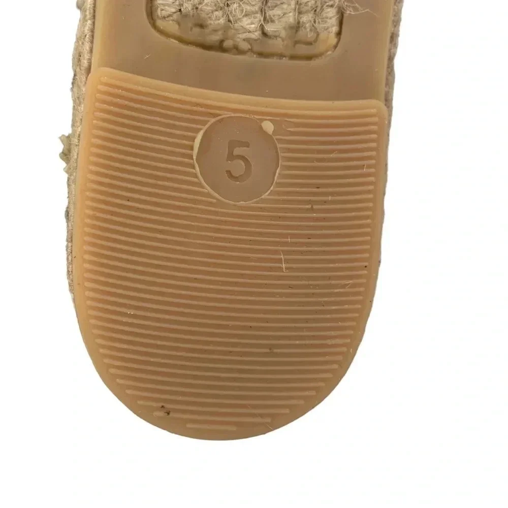 J. Crew Leather and Canvas Made in Spain ankle strap espadrille Black Size 5 NWT